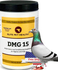 Racing Pigeon Performance Booster High Octane Endurance Supplement For Faster Flights DMG 15 with pigeon by jar