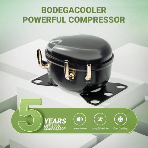 Compressor for Dual Zone Car Refrigerator With App Control 34 Quart 32L Portable 12V 24V DC And 100 240V AC, highlighting durability.