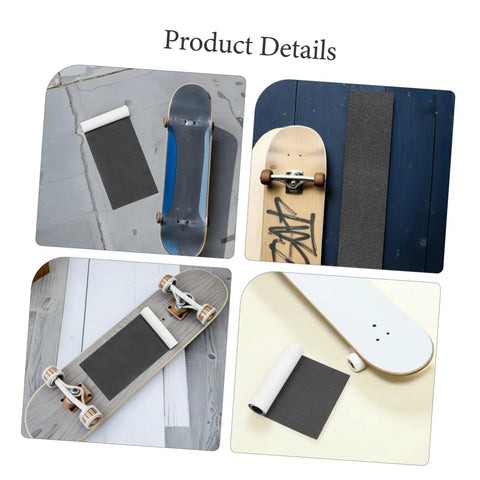 Product details of Non Slip Deck Covering For Skateboard And Kick Scooter Waterproof PVC Grip Tape Easy To Apply High Traction Weatherproof Deck Grip For Beginners And Pros On All Boards Skaters Approved. Includes images of grip tape on various skateboards