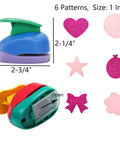 Six Shape Hole Punch Set For Kids 1 Inch Shape Punches Flower Star Heart Butterfly Balloon Circle With 20 Cardstock Sheets