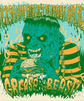 Grease Beast Heavy Duty Degreaser Blasts Through Gnarly Engine Oil And Kitchen Grease With Bad Boy Cleaning Power illustration featuring a monster eating a burger.