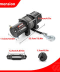 WeiSen 4500lb Electric Winch Kit With Remote For Polaris RZR XP 1000 And General Models, showing dimensions and details.