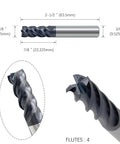 Square End Mill Carbide 4 Flute 3/8 Inch Cutting Tool For Milling Alloy Steels Hardened Steel Cast Iron And Metals