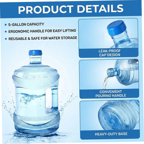 7.5L Water Jug With Screw Cap And Integrated Handle For Camping, Cooler Or Home Storage, Leak Proof Durable Plastic Bottle