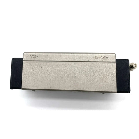 Heavy Duty Linear Guide Rail HSR25LR for CNC Machines, 34.5x48x102.2mm, close-up block bearings, THK branding visible