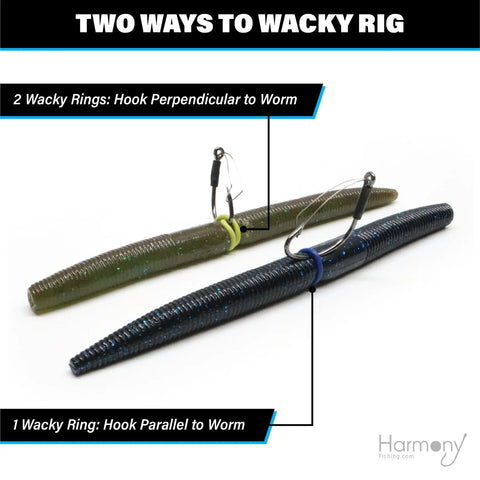 Bait Saver O Ring Set For Senkos And Worms That Prevents Tearing On Wacky Rig And Neko Rig 100 Count Black Fits 4 To 5 Inch Soft Plastics For Dock Snags And Cover Fishing on two rigged worms