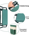 Foldable Garden Kneeler And Seat Two In One Foldable Bench Stool With Tool Bag Pouch EVA Foam Pad For Kneeling Or Sitting Outdoor