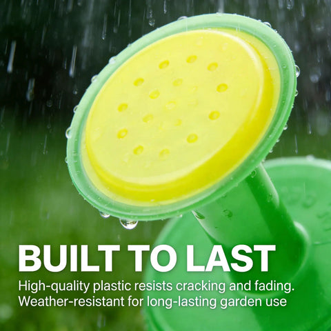 Close-up of yellow nozzle from Three Pack Bottle Cap Sprinkler Nozzles For DIY Irrigation, with droplets and rain effect.