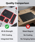 Flexible PVC Magnetic Tool Mat Set In Four Sizes 40 Lb Holding Force Non Slip Tool Tray Pads With Hanging Hole For Automotive Maintenance And Garage Workshops Keeps Screws And Wrenches From Rolling, quality comparison