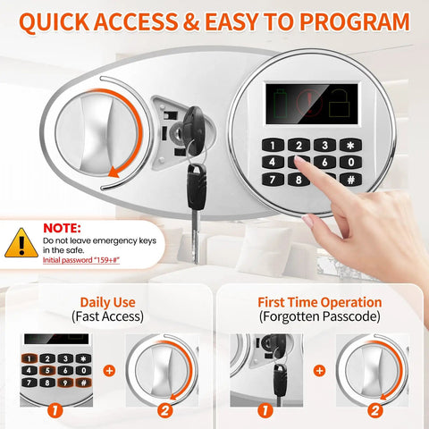 Digital keypad and key interface of Heavy Duty Depository Drop Safe With Quick Deposit Slot Digital Keypad And Spare Key Perfect For Biz Cash Drops Retail Mailroom Church Or Home Keeps Cash And Documents Secure And Easy To Store.