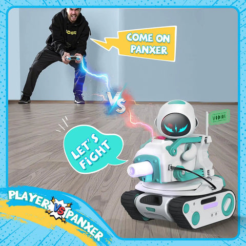 Eilik And Panxer Combo Set Cute Robot Pets Toys RC Battle Tank Crawler Car Toys With LED Lights 2 4Ghz Remote Control in action