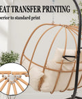 Close-up of Oversized Two Person Egg Swing Chair With Stand Cozy Cushions Beige Outdoor Indoor Swing Chair showing frame detail
