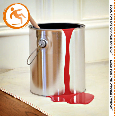 Eliminator Butyl Drop Cloth 4 Ft By 15 Ft Heavy Duty Leak Proof Slip Resistant Reusable Paint Stain Drop Cloth with spilled paint can