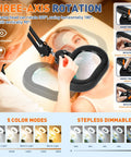 User demonstrating 12X Magnifying Glass With Light For Craft, Workbench And Repair, Extra Long Arm Clamp Lamp with three-axis rotation feature.