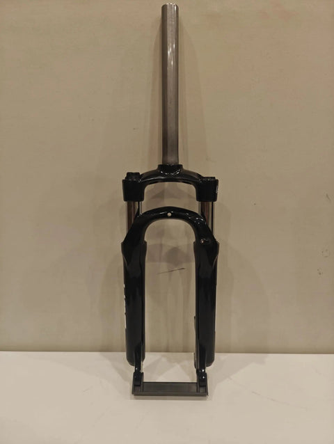 20 Inch Suspension Fork With Coil Spring And Preload, 63mm Travel, Disc Brake Ready, front view showing steerer and magnesium lower