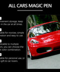 All Colors Car Scratch Repair Pen Easy Touch Up For Light Scratches And Chips Universal Paint Match Handy Portable Auto Scratch Remover For Vehicles Safe On Clear Coat Quick DIY Car Body Repair Tool next to a red sports car in a forest.