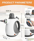 Straight Up Supercharge Handheld Steam Cleaner With Bonus Attachments, High Pressure Hot Vapor Gun dimensions and features illustration.