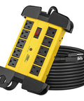 Heavy Duty 10 Outlet Power Strip With Beefy Metal Housing, 15 Amp, 125V, 15 Ft Cord, 2800 Joules Surge Protection, ETL Listed
