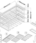 Technical diagram of Rugged 4 Layer Heavy Duty Power Tool Organizer Rack With Wall Mount Drill Holder, dimensions shown.