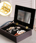 Gold Mini Hinges Set 30 Piece Tiny 13x12mm Brass Butt Hinges With 180 Degree Rotation for jewelry box lid with mirror and compartments.