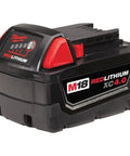 Heavy Duty M18 Xc 4.0 Ah Power Tool Battery With Integrated Worklight Delivering Fade Free Runtime, close-up view of battery design.