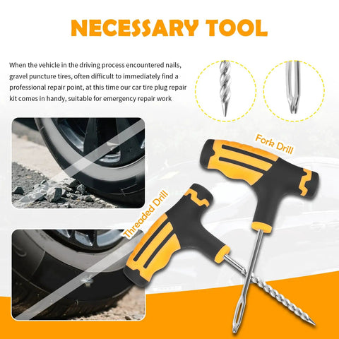 All In One 30 Piece Car Tire Plug Kit With Drill Bits And Rubber Plugs For Emergency Flat Tire Repair Tubeless Tires tools