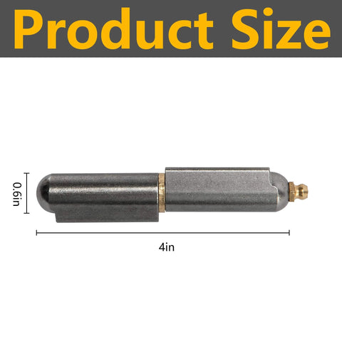 Six Pack 4 Inch Bullet Weld On Hinges Set Heavy Duty Weldable Barrel Hinges Carbon Steel dimensions 4 inch length and 0.9 inch diameter