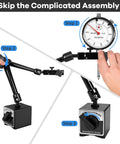 Pro Grade Dial Indicator With Magnetic Base, 0 To 1 Inch Range, 0.001 Inch Graduation, 2 Inch White Dial, Locking Bezel