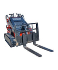 Mini Skid Steer Loader With 1800Lbs Capacity And Pallet Fork Attachment For Small Projects, front view, compact track design.