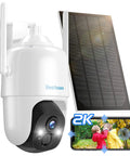 Solar Powered Outdoor Security Camera Wire-Free No Fuss 2K 360 Degree PTZ With 2.4GHz Wireless, Easy Mobile App Control