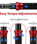 Beefy 3 In 1 Click Torque Wrench Set adjustment instructions with pull to unlock and push to lock steps displayed