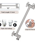 High Pressure 12 Inch Square Rain Shower Head With Arm In Brushed Nickel extension pipe details