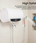 Wall Mounted Electric Tank Water Heater Boasts Kickin Hot Water Flow For Quick Showers And Cooking Tasks Featuring Fast Heating Elements And Spacious Capacity wall-mounted with digital display and water stream.