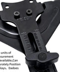 Bang On Edge Guide For Fixed Base Compact Router No Sweat Quick Swap Mounts Compatible With Dewalt And Porter Cable Bases showing measurement scale and adjustment knob.