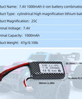 7.4V 1000mAh Li Ion Battery Pack For RC Trucks And Cars, 2 Pack 2S 25C With T Plug next to RC truck model