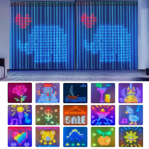Smart Curtain String Lights RGB LED Fairy Lights DIY Color Changing With App Control Ideal For Wedding Decor Bedroom Dope Vibe And Party Setups 9.8 X 9.8 Feet Red displaying patterns