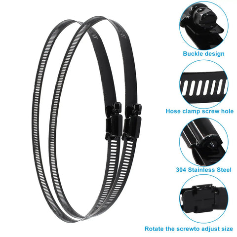 Heavy Duty 4 Pack 8 Inch Black Worm Gear Hose Clamps Forged From Rust Resistant 304 Stainless Steel For Shop Projects And Truck Repairs That Go Hard And Stay Locked Down