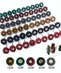 Premium Small Nylon Fiber Grinding Heads For Rotary Tool Buffing Set showing various sizes and colors to polish metal and deburr surfaces.