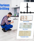 Adjustable Cabinet Handle Template Tool For Doors And Drawers Aluminum Alloy Jig with various hole alignment options