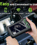 Hands using 4.3 Inch HD Endoscope Camera With Light For Pipes And Drains, 1920P Borescope With 8 LED Lights, IP67 device.