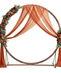 Wooden Wedding Arch Backdrop Stand 7.4 Ft For Outdoor Ceremonies Garden Arbor Trellis Round Pergola Decor with Drapes and Flowers