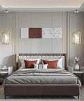 Bedroom interior with Totally Modern Raindrop Crystal Pendant Light For Kitchen Island With K9 Crystals And Chrome Frame Adjustable Height