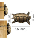 Hidden Turtle Knobs Four Pack With Screws Nautical Beach Theme Drawer Pulls Bronze Finish 1.5 inch shown in size comparison