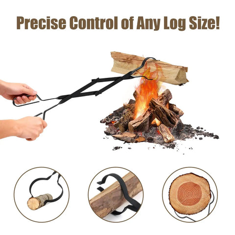 Beefy 32 Inch Fire Pit Poker And 26 Inch Fireplace Tongs Tool Set Log Grabber Rust Resistant handling logs in a fire pit