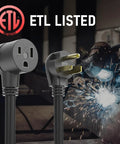 Heavy Duty 50 Foot 250 Volt Welder Extension Cord With 10 AWG Conductors For Welding Machines NEMA Six Fifty P To Six Fifty R Indoor Outdoor