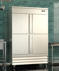 54 Inch 41 Point 3 Cu Ft Commercial Freezer Heavy Duty Four Half Door Stainless Steel Reach In Unit with Digital Temp Control