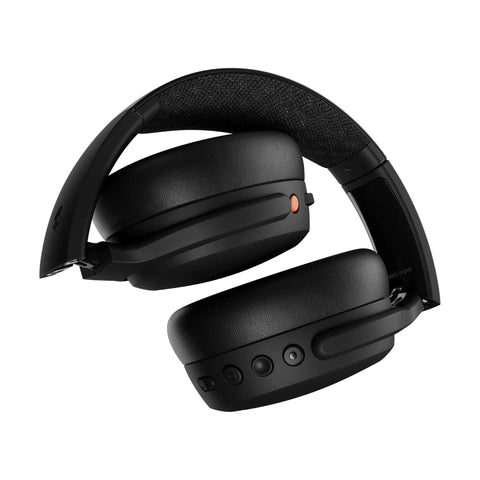 Crusher ANC 2 Wireless Over Ear Headphones With Feel The Bass Multi Sensory Crusher Bass Tech Adjustable Four Mic Active Noise Cancelling Up To Sixty Hours Battery Built In Mic For iPhone And Android True Black folded view