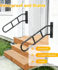 Straight Up Durable Adjustable Wall Mount Handrail For Outdoor And Indoor Steps U Shape Safety Railing For One Or Three Stairs with waterproof finish on stairs.