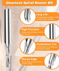 Solid Brass Inlay Router Kit For Quarter Inch Templates Pro Grade High RPM Routing with carbide spiral bit features