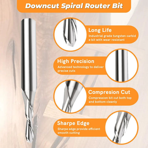 Solid Brass Inlay Router Kit For Quarter Inch Templates Pro Grade High RPM Routing with carbide spiral bit features